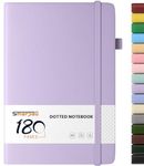 Smarpau Bullet Dotted Journal A5, Hardback Dot Grid Notebook with 180 Pages Thick Paper, Leather Journal for Women Men, Notepad for Office School Travel Supplies, Light Purple