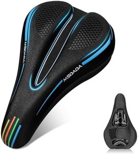 MSDADA Bike Seat Cushion Gel Padded Bike Seat Cover for Men & Women Comfort - Soft Bicycle Seat Cushion for Indoor & Outdoor, Exercise/Spin/Stationary/Mountain/Road Bikes - Blue