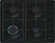 Bosch, Series 2, PBP6B6K60, 60cm Gas Hob with 4 burners, 2 Cast iron finish supports, new standard sword dials, Side control