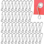 Rayong 100 Pcs Flag Pole Clip Hooks 32mm Snap Hook Metal Lanyard Hooks, Stainless Steel Flag Snap Hooks Flag Pole Accessories Flagpole Attachment for Fixing Flags, Keychains, Clothesline etc.