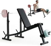 RUNFREELY 600LBS Adjustable Olympic Weight Bench, 4-in-1 Workout Bench Set with Leg Extention for Bench press,Curl and Ab Workouts, Best for beginners and Small Individuals