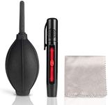 Ares Foto® - Camera Cleaning - 3-Piece Cleaning Set for SLR Cameras, DSLR, Lenses, Mobile Phones, Smartphones, Camcorders, etc., Consisting of Bellows Cleaning Pen (Lens Pen) and a Microfibre Cloth