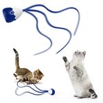 Cat Toys Petcronies, Interactive Cat Toys for Indoor with USB Rechargeable Cat Wand Toy Automatic Silicone Tail Teaser Toy 2 in 1 Electronic Kitten Toys for Indoor Play Chase Exercise Indoor navy blue