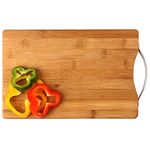 HOKIPO Bamboo Wooden Cutting Board With Handle - Medium - 29 X 19 X 1.8 Cms