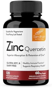 Zinc with Quercetin Seasonal Allergy Relief Best Quercetin Zinc Vitamin Supplement for Immune Support, Cardiovascular Health Support 120 Veggi Capsules- Made in USA