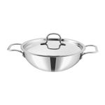 Vinod Triply Stainless Steel Cookware Kadai with Stainless Steel Handled lid Wok for Stir Fry cooking (Diameter 20 cm)