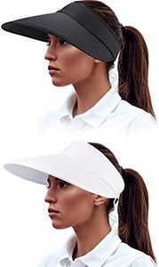 2 Pieces Sun Visor Hats Wide Brim Visor Hats Adjustable Large Brim Summer Beach Caps for Women, Color Set 1, as The Pictures Shown