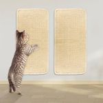 2 Pcs Cat Scratching Mat, Natural Sisal Cat Scratch Pad 50*25cm, Cat Scratching Board with Adhesive Tape for Indoor Cats Grinding Claws Nails Protect Furniture Sofas, Sisal Mat Cat Scratcher for Cats