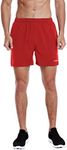 EZRUN Men's 5 Inches Running Workout Shorts Quick Dry Lightweight Athletic Shorts with Liner Zipper Pockets,Red,L