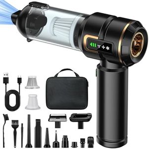 Car Vacuum Cleaner 4-in-1 with LCD Display, 25000PA High Power Mini Vacuum Cleaner, Rechargeable Handheld Vacuum, Car Hoovers, Portable Cordless Compressed Air Duster Air Blower for Car, Home,Office