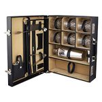 Anything & Everything Portable Cocktail Bar Accessories Set | Travel Bar Set | Portable Leatherette Bar Set | Wine Case | Whisky Case I Briefcase Style (Holds 01 Bottle & 06 Glasses) (Black & Beige)