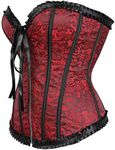 Hengzhifeng Corset Tops for Women Gothic Pattern Bustiers Zip Party Clubwear Plus Size (AU 22-24,Red)