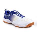 Nivia HY-Court 2.0 Badminton Shoes for Men | Unmatched Court Performance | Ideal for Padel and Pickleball | Non-Marking Shoes for Superior Grip | Unlock Your Full Potential | (White/Blue) | Size UK08