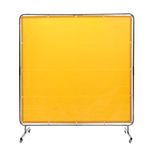 VEVOR Welding Screen with Frame, 6' x 6' Welding Curtain Screen, Flame-Resistant Vinyl Welding Protection Screen on 4 Swivel Wheel (2 Lockable), Moveable & Professional for Workshop/Industrial, Yellow