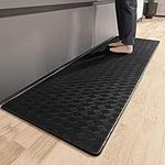 Color G Anti Fatigue Cushioned Kitchen Mat, 17"x47" Memory Foam Kitchen Rug Comfort Standing Mat, Waterproof Oil Proof Non-Skid/Slip Rubber Back Kitchen Floor Mat, Black