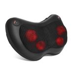 Shiatsu Neck Back Massager Pillow with Heat, 3D Deep Tissue Kneading Massage for Shoulder, Calf Muscle Pain Relief, Relaxation Gifts for Men, Women, Home Office Car Use (Black)