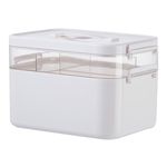 Medicine Storage Box,Household Medicine Storage Box Organiser,First Aid Box,Double Layers Multi Grid Medicine Box,Portable with Lid Medication Storage Box Medicine Cabinet for Home,School,Office(M)