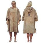 SEASHELL Towelling Robe - Hooded Poncho Towel Changing Robe - Organic Cotton (340gsm) Mid Sleeve - Swimming - Water - Sports