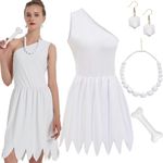 Halloween Family Costume for Women 2024 White Dress Outfit with Necklace Accessories, White, Small