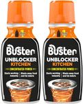Buster Kitchen Plughole Unblocker 150g, Pack of 2 - Kitchen Drains & Sinks Unblocker, Blasts Fat & Food Debris – Fast Acting Plughole Unclogger, Clears Blockages & Slow-Draining Water