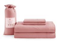 Twin XL Sheet Set Oxygen Washed - Ultra-Soft Microfiber Bed Sheets -Brushed Breathable Bedding Set - Deep Pocket (Twin XL, Rose Dawn)