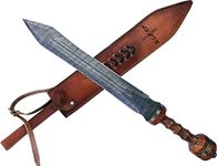 AHAFR KE-0782-HK Roman Gladius Sword 26" Custom and Handmade Damascus Steel Sword Pakka and Rosewood Handle with Leather Sheath Gift for Men