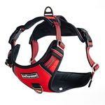 Pattepoint Adjustable Dog Harness Medium Front Clip, No Pull Dog Vest Harness with Handle and Reflective Strips, Safe to Walk at Night, Breathable Easy on and off, Durable Escape Proof Dog Harnesses for Medium and Large Dogs Red, M