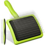 Pecute Slicker Dog Brushes for Grooming, Dog Brush for Cockapoo, Labradoodles, Ergonomic Cat Grooming Brush with 25mm Long Pins to Detangle Knots, Remove Loose Hair, Soft Pad for Sensitive Pet Skin, L