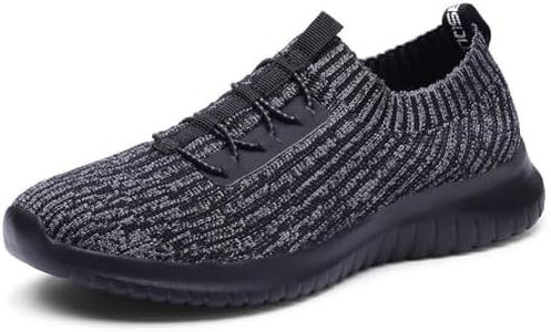 TIOSEBON Women's Lightweight Casual Walking Athletic Shoes Breathable Running Slip-On Sneakers for Jogging Workout Soft Shoes Wide US 11.5 Deep GrayBlack
