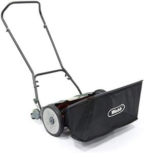 Webb WEH18 Contact Free Manual Cylinder Lawnmower with Rear Roller, 9 Cutting Heights, 46cm Cutting Width and 22L Collection Bag - 3 Year Guarantee