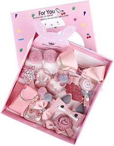 Pince à Cheveux Set pour Bébé Fille Fleur Noeud Accessoires, Épingles Barrettes Rubans Décoration pour Enfants Bambins Hair Clips Bowknots avec Noël Cadeau Boîte 18 pcs Rose