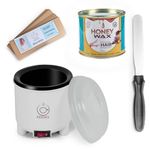 KRINKS® Wax Kit with Honey Wax 600gm, Waxing Strips 50 pcs, Wax Applicator Knife/Spatula & White Wax Heater | Waxing Kit for Women Hair Removal | Easy to Use | Made in India