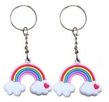 AK Store (Pack of 2) Rainbow Heart Shape Keychain PVC Soft with Rainbow Charm Key Chains with Metal Hook for Car, Scooty, Girls Boys Gifts, Birthday, Charm Sweet Keychain, Bag Pendant