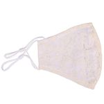 Reusable Face Mask Washable Flower Lace Anti - Dust Face Cover, 2 Layer Cotton Face Mask Breathable Fashion Face Bandanas for Protection Against Pollution, Beige, 10pcs