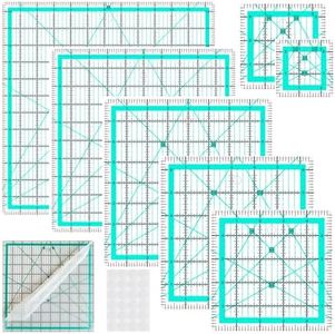 Quilting Rulers,7 Square Quilting Ruler Quilting Templates(2.5",3.5",5",6.5", 8",10",12.5"),Quilting Rulers Acrylic Rulers Fabric Cutting Ruler with Non-Slip Rings for Quilting and Sewing(Blue)