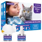 WEALLIN Cat Calming Plug-in - Cat Pheromone Diffuser Relieve Anxiety & Stress - 3-in-1 Cat Pheromones Calming Diffuser Kit with 1 Diffuser + 2 refill 48ml Vial - 60 Days of Comfort and Relaxation