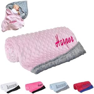 aBaby Personalized Baby Blanket for Girls, Newborn Soft Custom Baby Blanket with Name - 30" by 40" Minky Baby Blankets for Personalized Baby Gifts (Pink/Grey)