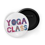 dhcrafts Pin Badges White Yoga Class D12 Glossy Finish Design Pack of 1