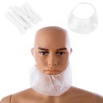 100 Pcs Non Woven Beard Covers For Men, Beard Net, Beard Cover, Facial Hair Protection Guard, Mesh Mask, Breathable Protection, Dust Cover, Suitable For Restaurant Use, Fabric Protection (White)