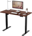 FLEXISPOT EF1 Height Adjustable Electric Standing Desk Frame Two-Stage with Heavy Duty Steel Stand up Desk (120 * 60cm, Black Frame+Mahogany Top)