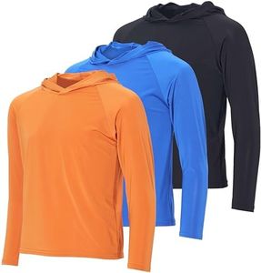 Real Essentials 3 Pack Boys Swim Shirt Rash Guard Shirts Long Sleeve Blue Hoodie Boy Kids Hoodies Girls Sun Fishing Rashguard Youth Sweatshirt SPF UV, 4-5