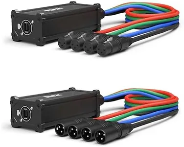 LyxPro Pair of LyxPro Audio Snake 4 Channel XLR 3 Pin Multi Network Breakout for Stage Sound Lighting and Recording Studio XLR to RJ45 Ethercon with 3 Feet Cable Connection