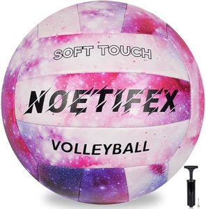 Noetifex Soft PU Leather Volleyball, Official Size 5,Thickened Durable Indoor Outdoor Waterproof Volleyball for Beach, Pool, Gym Training & Games, with Pump