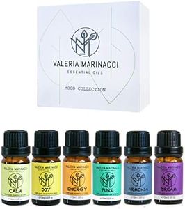 VALERIA MARINACCI Aromatherapy Essential Oils: Set of 6 x 10ml 100% Pure Essential Oils Blends - Sleep, Calm, Energy, Joy, Pure, Harmony - Perfect for Home and Office - Ideal Gift Set