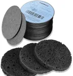 GAINWELL 50-Count Black Compressed Facial Sponges for Daily Facial Cleansing and Exfoliating, 100％ Natural Cosmetic Spa Sponges for Makeup Remover, Reusable