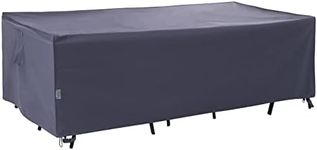 F&J Outdoors Heavy Duty Waterproof Anti-UV Rip-stop Fabric Extra Large Patio Furniture Covers, Grey, 160"x92"x35"