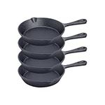 Bruntmor Pre-Seasoned 6 Inch Black Cast Iron Nonstick Frying Pan | Set of 4| Oven Safe Cast Iron Skillet | Egg Pan/Grill Pan Set | Cast Iron Pot/Cast Iron Pan for Christmas.