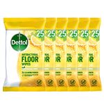 Dettol Antibacterial Floor Wipes, Citrus, Total of 150 Wipes (6 Packs X 25), Floor Cleaner, Laminate Floor Cleaner, Wood Floor Wipes, Biodegradable, Disinfectant Wipes