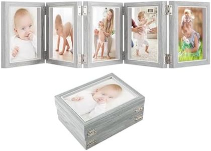 4x6in 5 Folding Picture Frame - Christmas Collage Photo Frame for Desk, Foldable Hinged Photo Frame with 5 Opening, Tabletop Multiple Family Picture Frame for Christmas Birthday Gifts (Gray Blue)