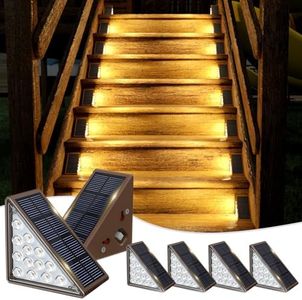 JOFIOS Solar Step Lights for Outside,6pack Solar Stair Lights Outdoor Waterproof IP67,Outdoor Deck Step Lights,Solar Outdoor Lights for Staircase,Patio,Front Step(Warm Brown)